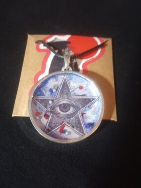 All-Seeing Eye Star Pendant Necklace in Blue and Silver